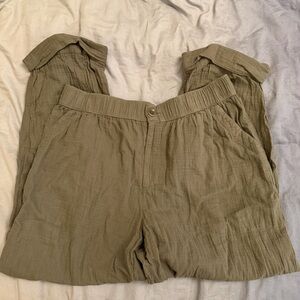 Pact Organic Cotton Gauze Lounge Pants Olive Green with Pockets L